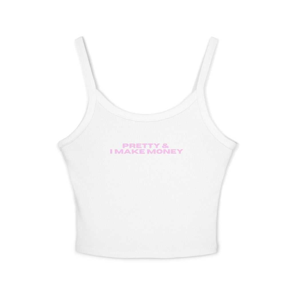 PRETTY & I MAKE $$$ White Graphic Tank/Crop Top — Drop 001 | BMADINC