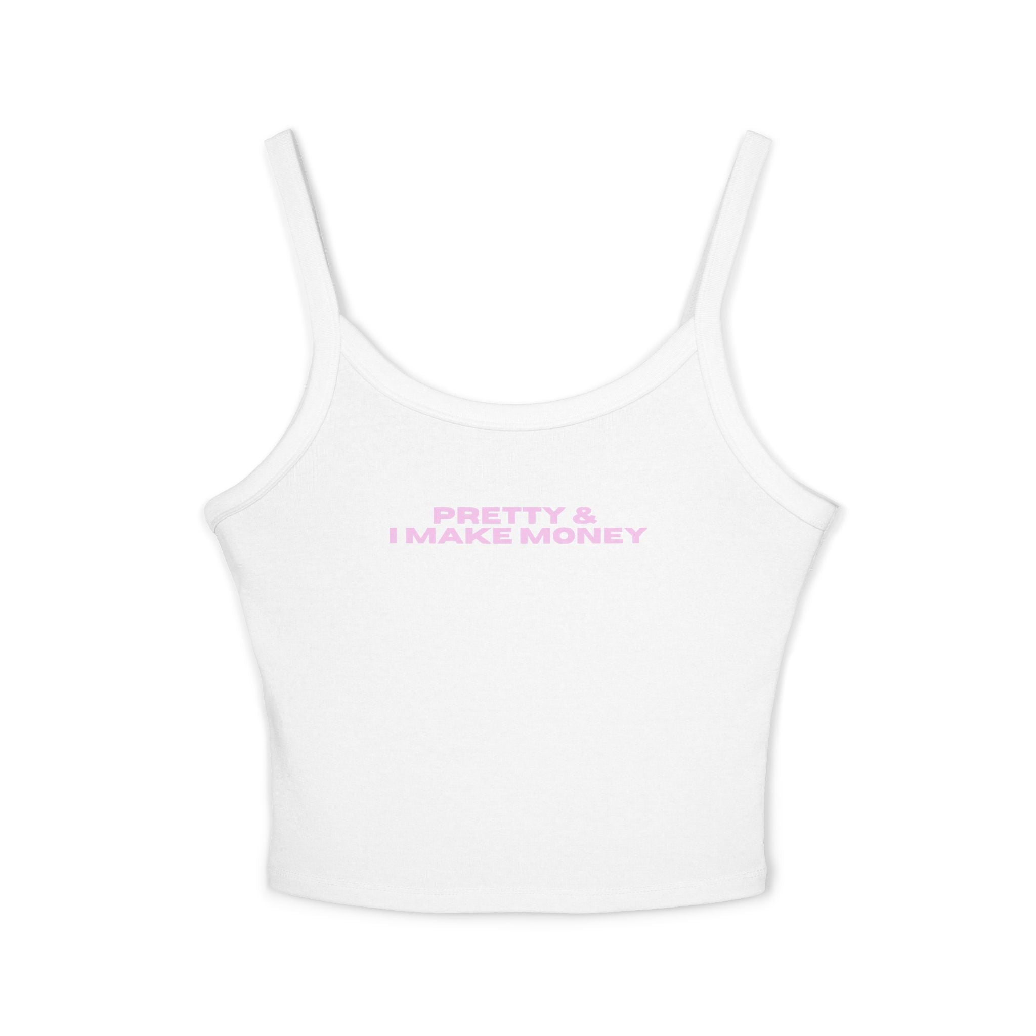 PRETTY & I MAKE $$$ White Graphic Tank/Crop Top — Drop 001 | BMADINC