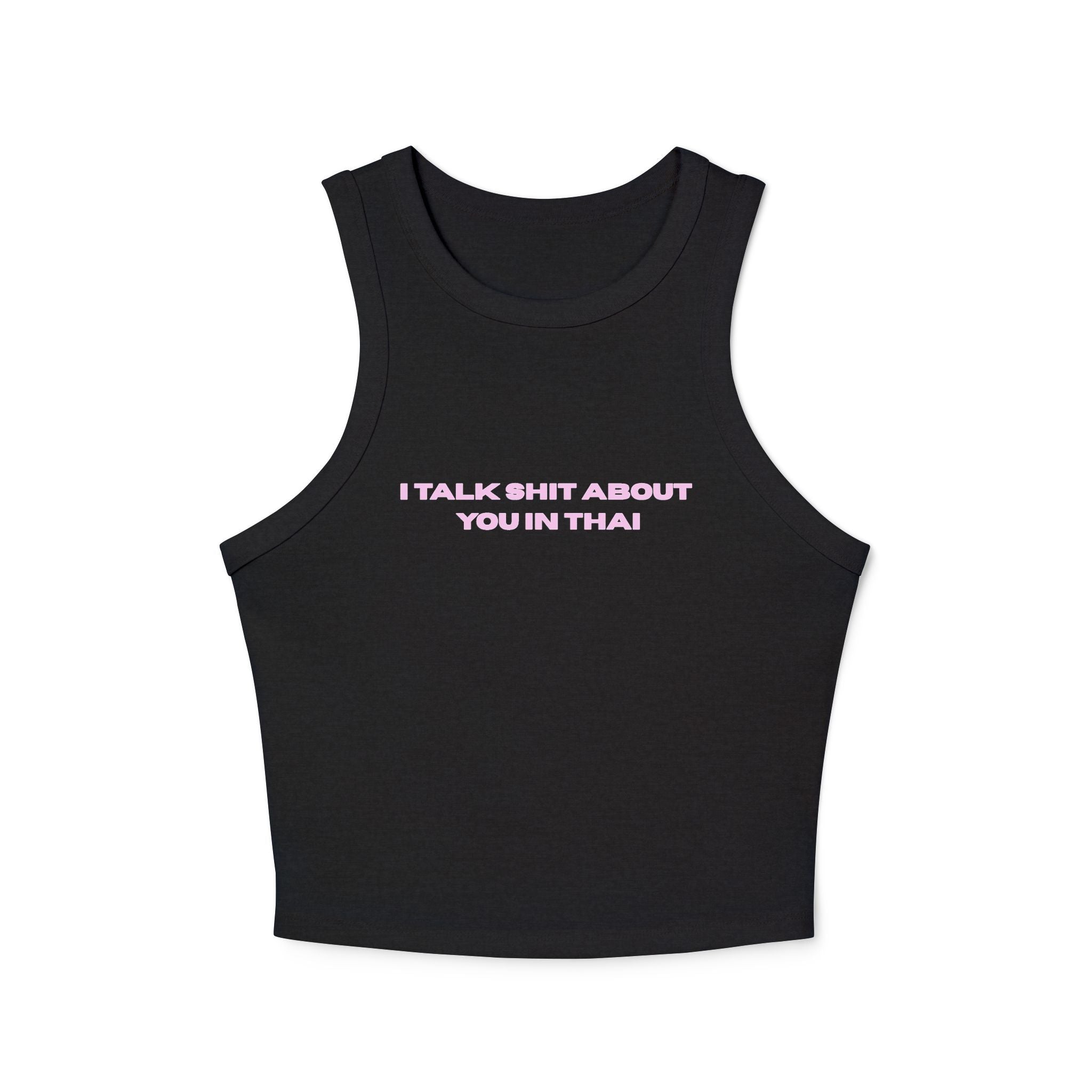 I TALK SHIT ABOUT YOU IN THAI White Graphic Tank Top | BMADINC